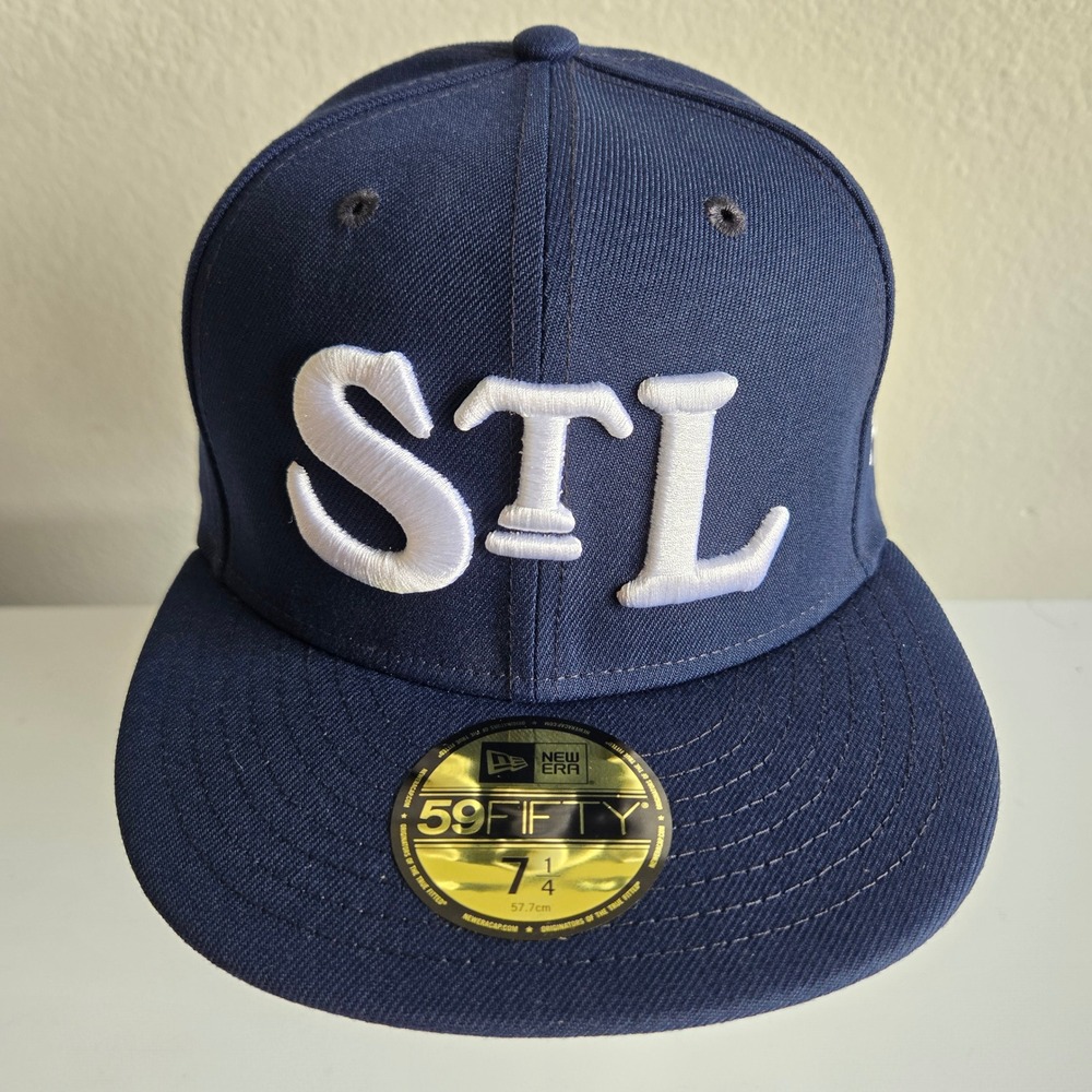 New Era 59FIFTY STL St Louis Cardinals Navy Blue Fitted Hat Size 7 1/4 Retro New